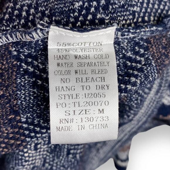 Umgee Sweater Womens Medium Navy Gray Print Waterfall Cardigan Open Front - Picture 10 of 13